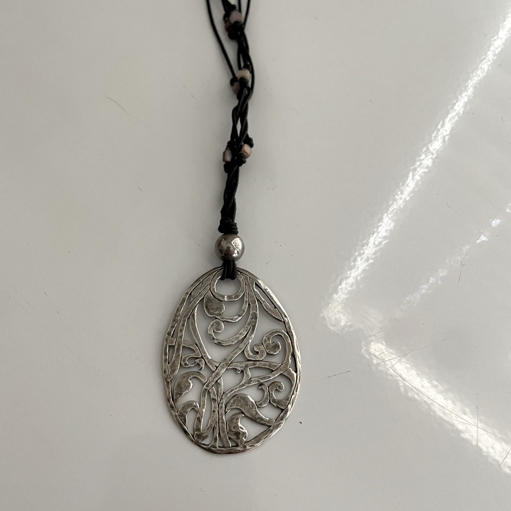 Sterling silver, black and pearl Silpada necklace